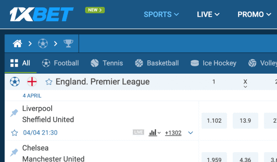 Sports at 1xBet Casino