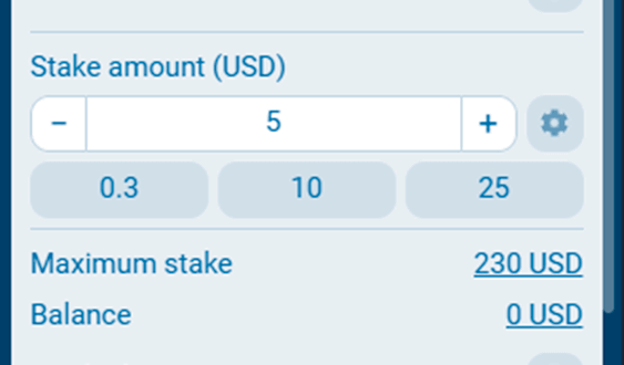 Choose the amount to bet