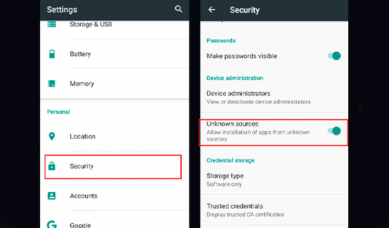 Allow downloads from unknown sources