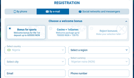 Registration form